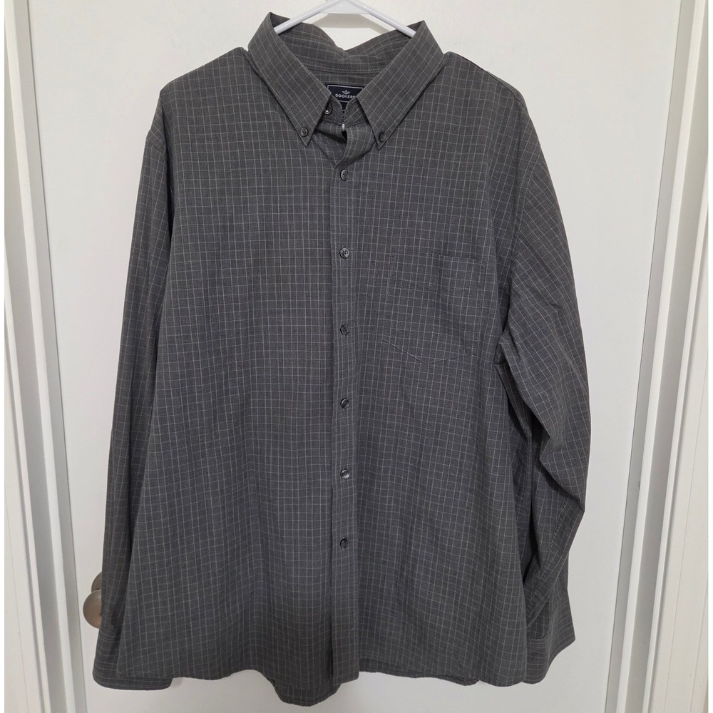 Dockers Mens XL Gray Plaid Button Down Shirt Long Sleeve Office Professional